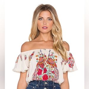 SPELL & The Gypsy Hotel Paradiso Off Shoulder Crop Top   Small